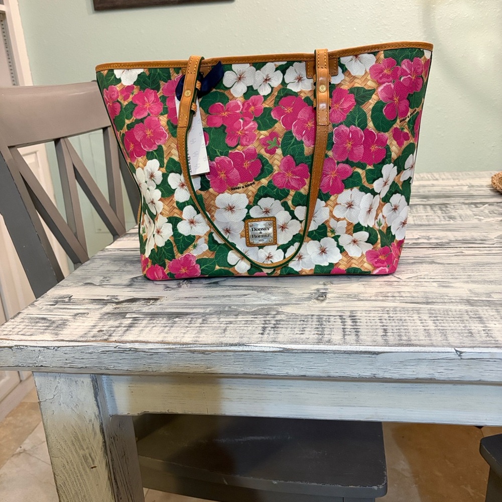 Dooney & Bourke Floral Tote - Pink, Green, and White - Picture 14 of 15